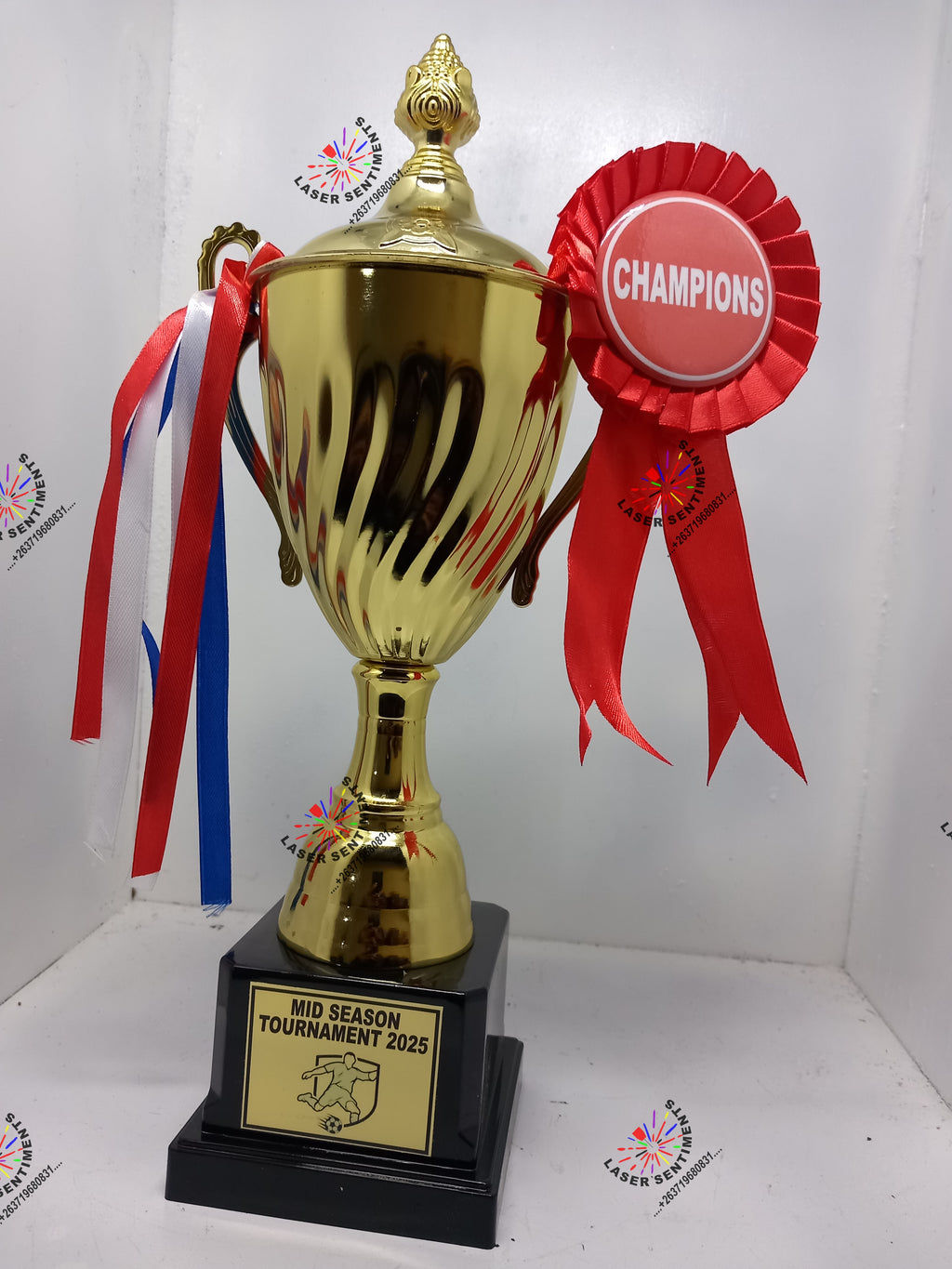 TRO1 Branded Trophy with Rosette