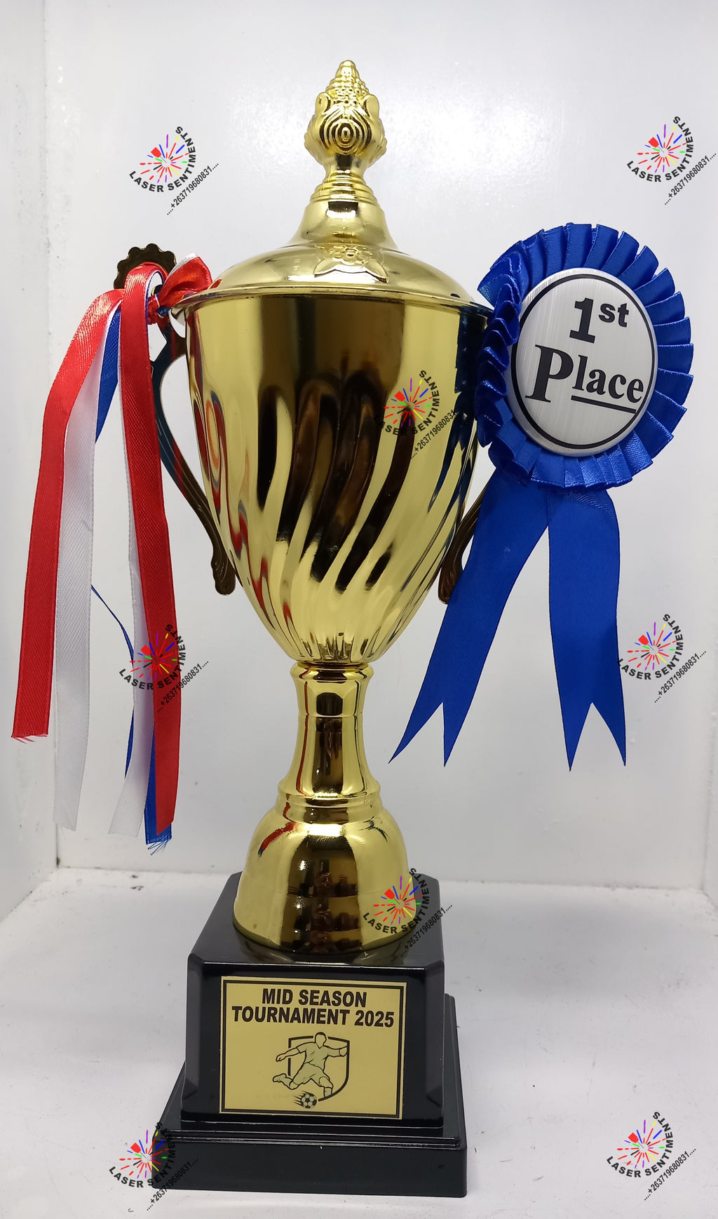 TRO1 Branded Trophy with Rosette