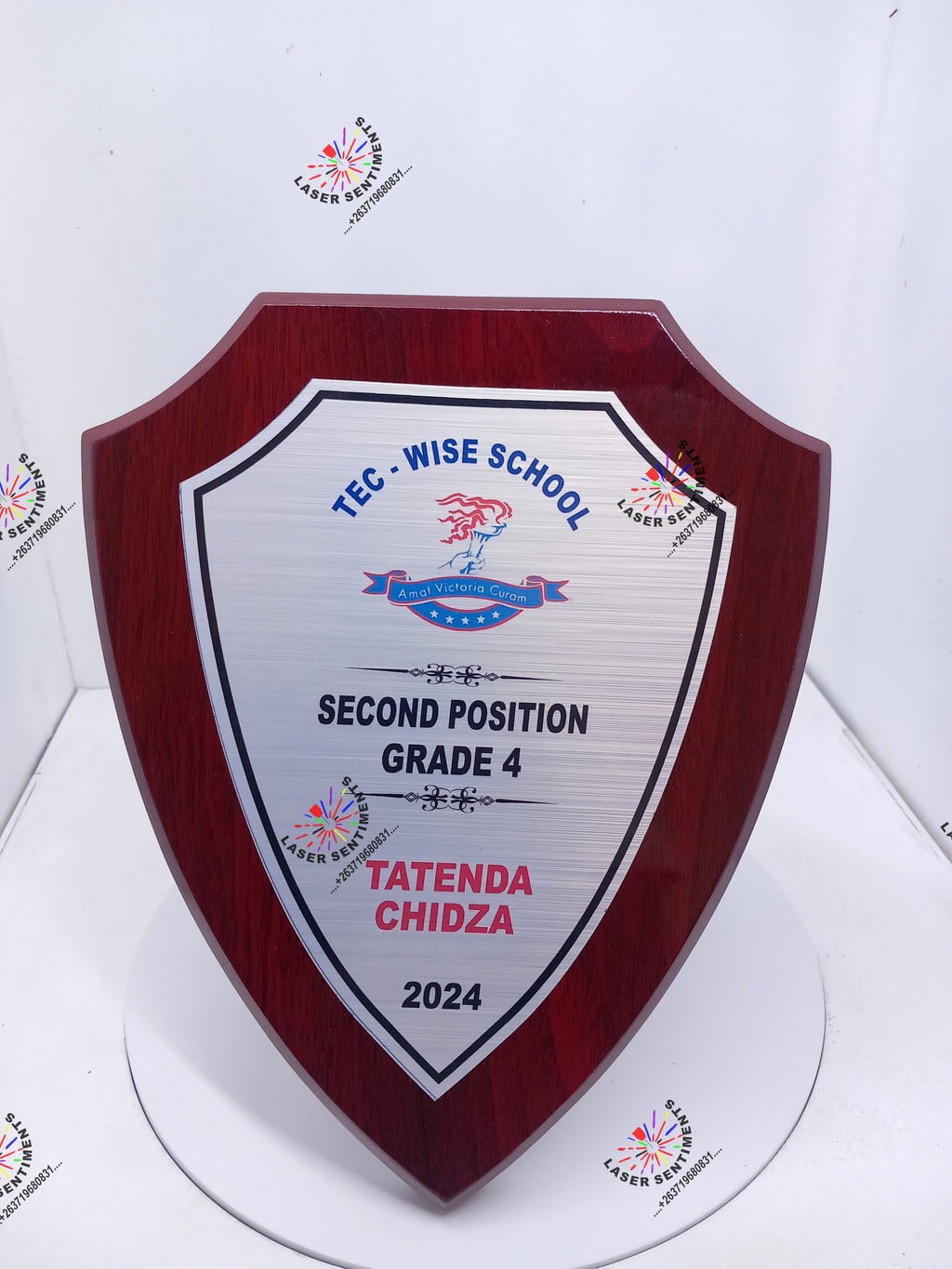 WSC1 POINTED SHIELD WOOD PLAQUE