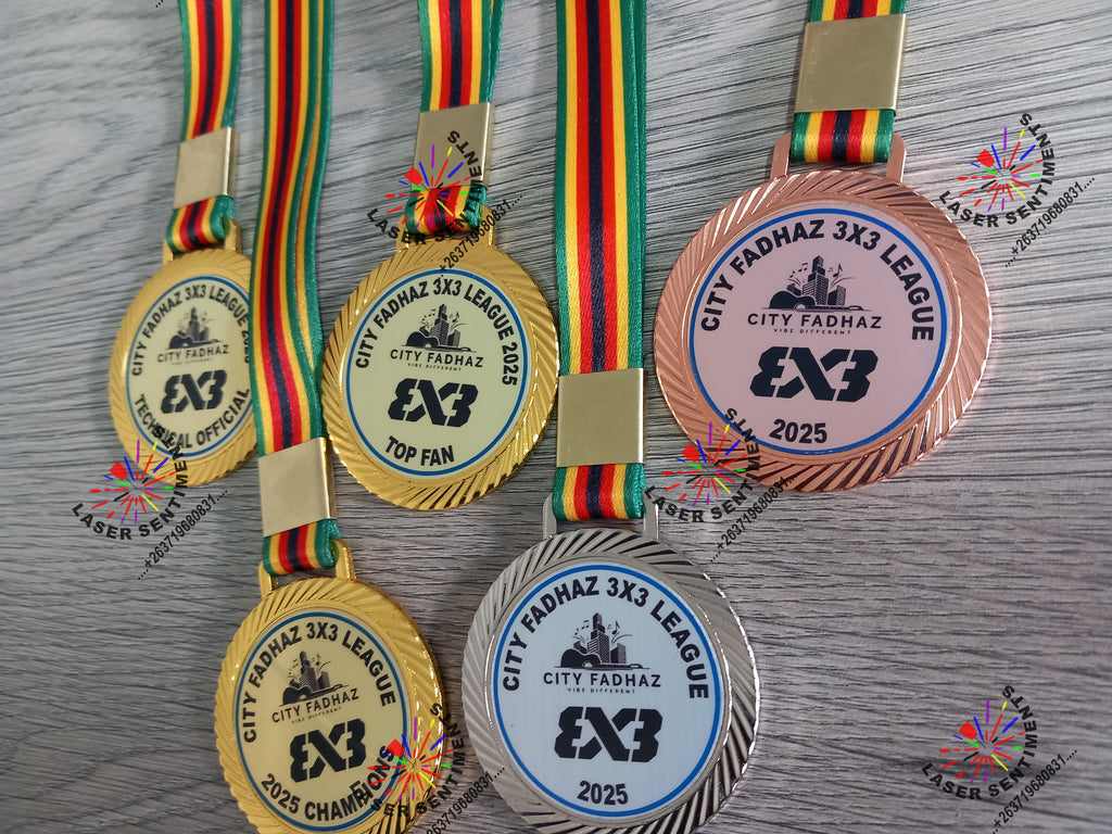 Medal Stainless Steel Branded Zimbabwe Colours Plain Colours