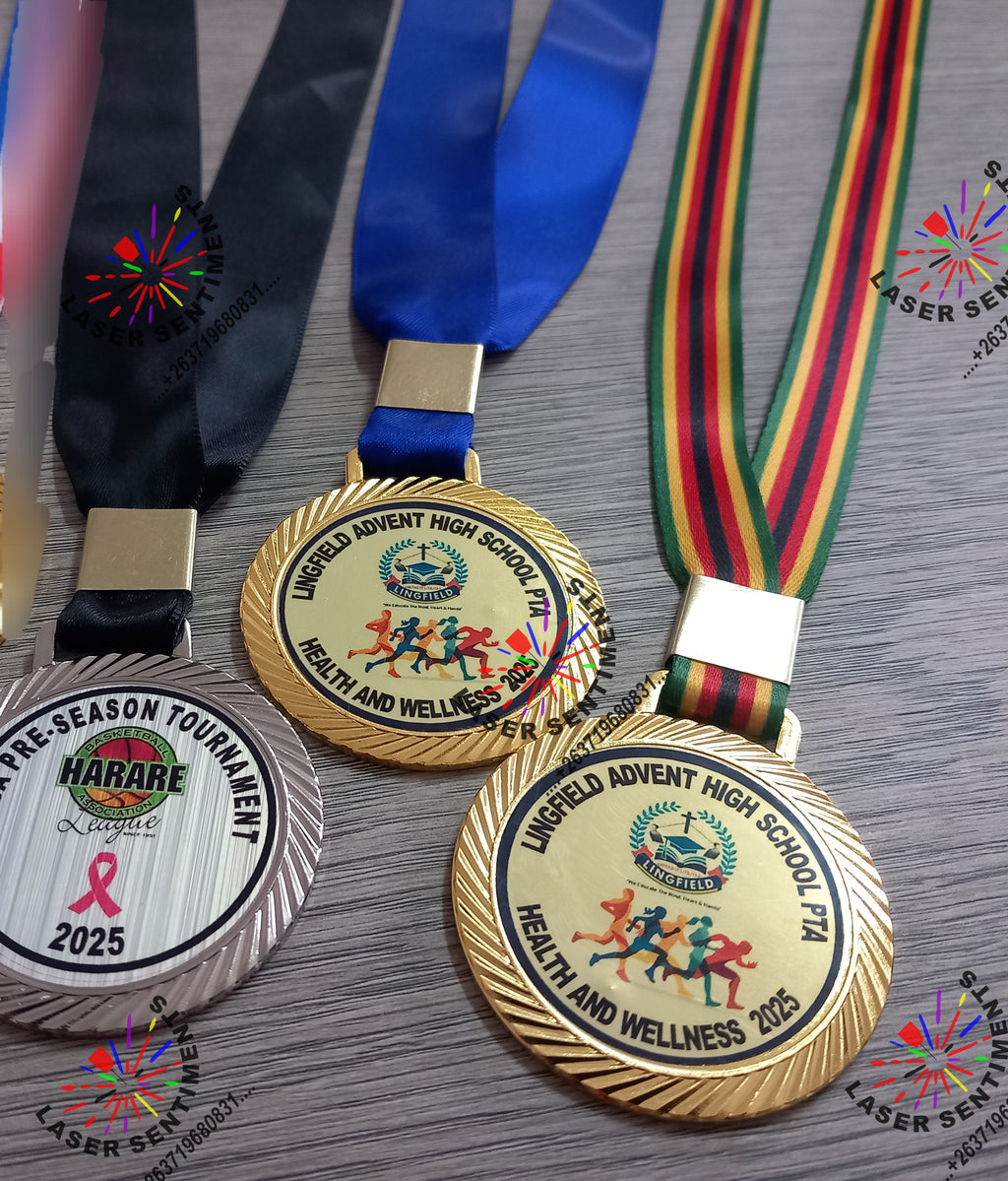 Medal Stainless Steel Branded Zimbabwe Colours Plain Colours