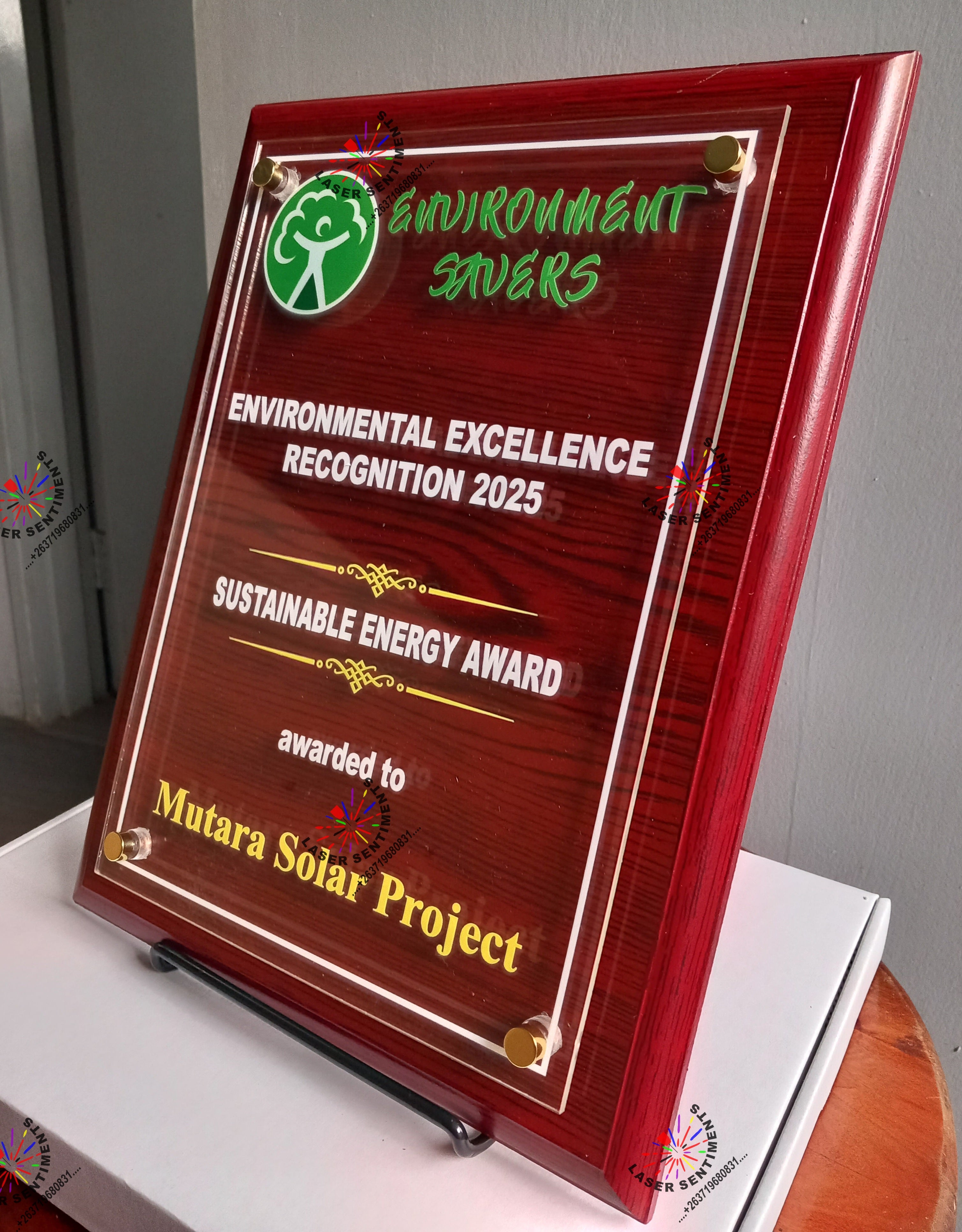 EAP1 ELEVATED ENGRAVED ACRYLIC GLASS SHIELD PLAQUE